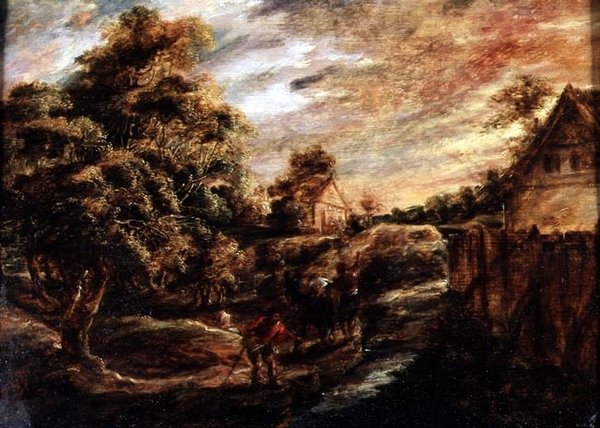 Zalesiony krajobraz o zachodzie słońca autorstwa Peter Paul Rubens