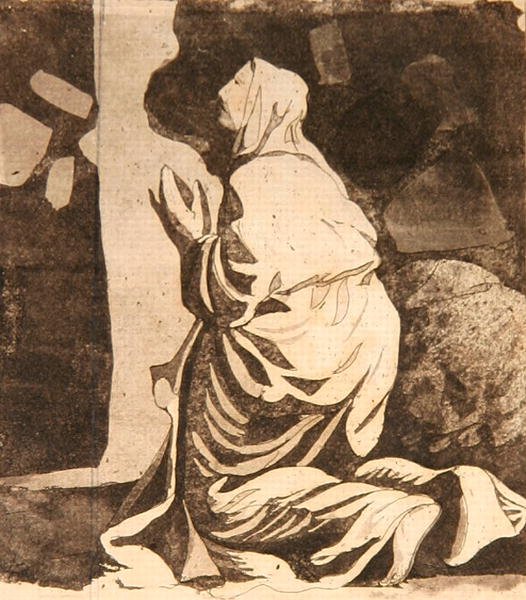 Eliasz na pustyni (akwatinta) autorstwa Peter Perez Burdett