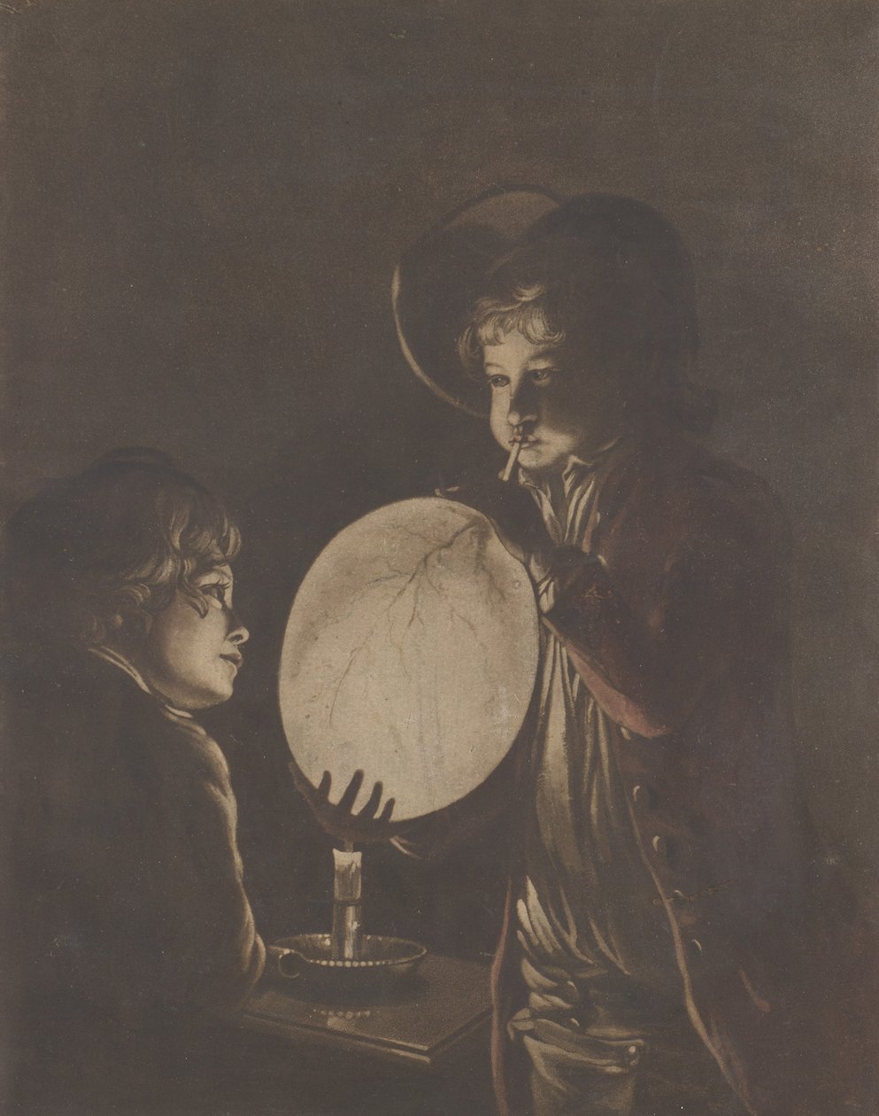 Dwóch chłopców dmuchających w pęcherz przy świecach, 1773., 1773. autorstwa Peter Perez Burdett