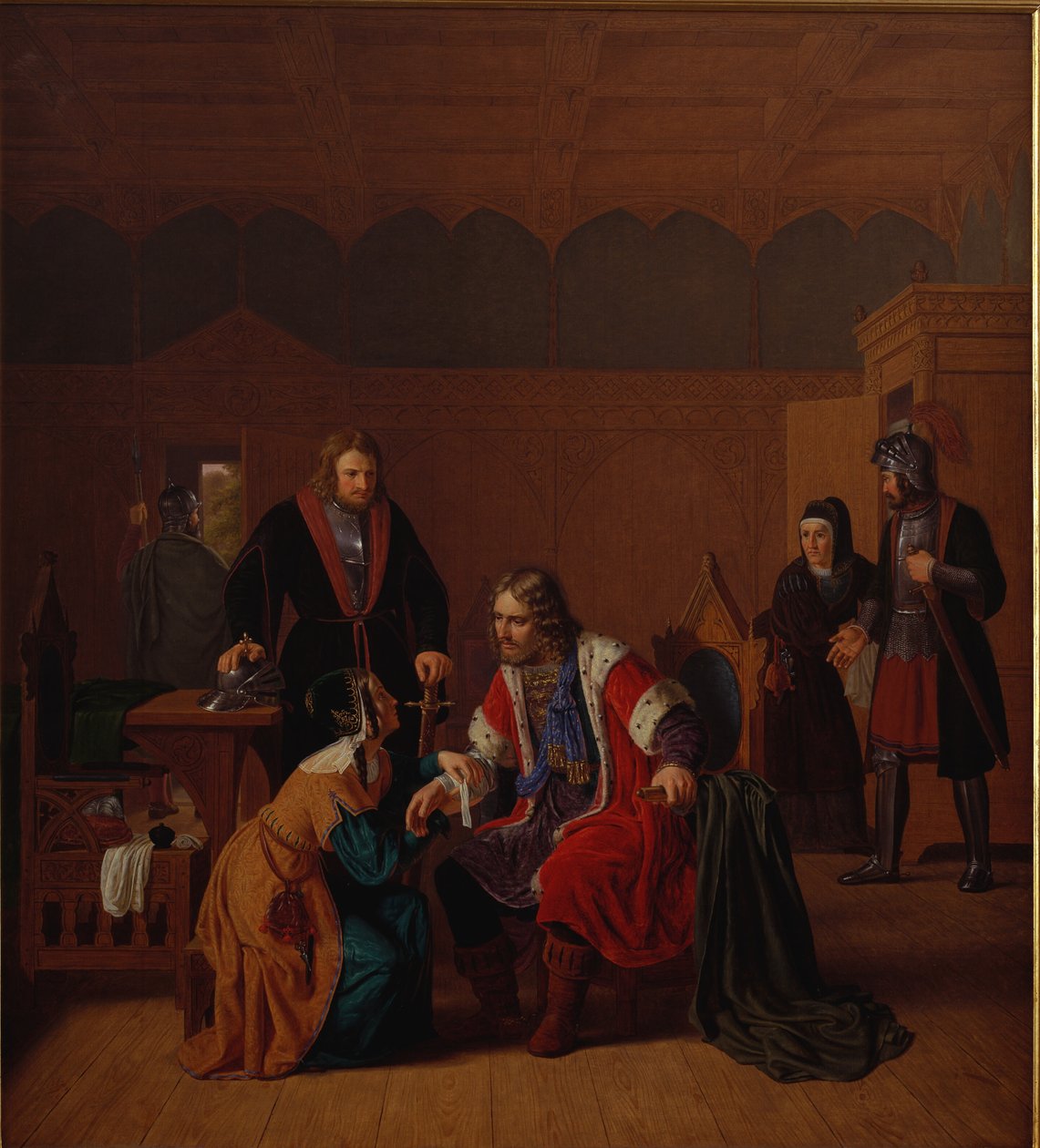 Waldemar Wielki dołącza do domu matki Absalona, ​​gdzie szuka schronienia po napadzie w Roskilde autorstwa Peter Raadsig
