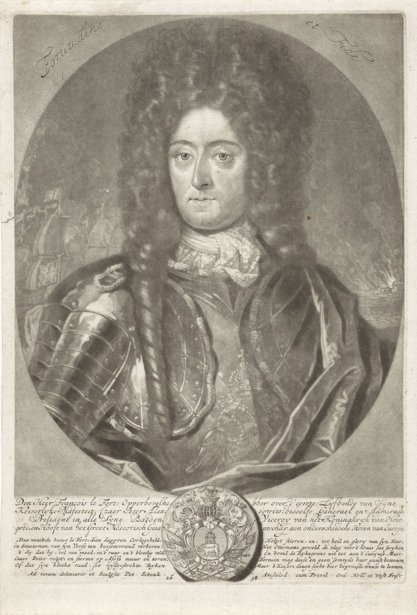 Portret generała admirała Francois Leforta 1656-1699, 1698. autorstwa Peter Schenk