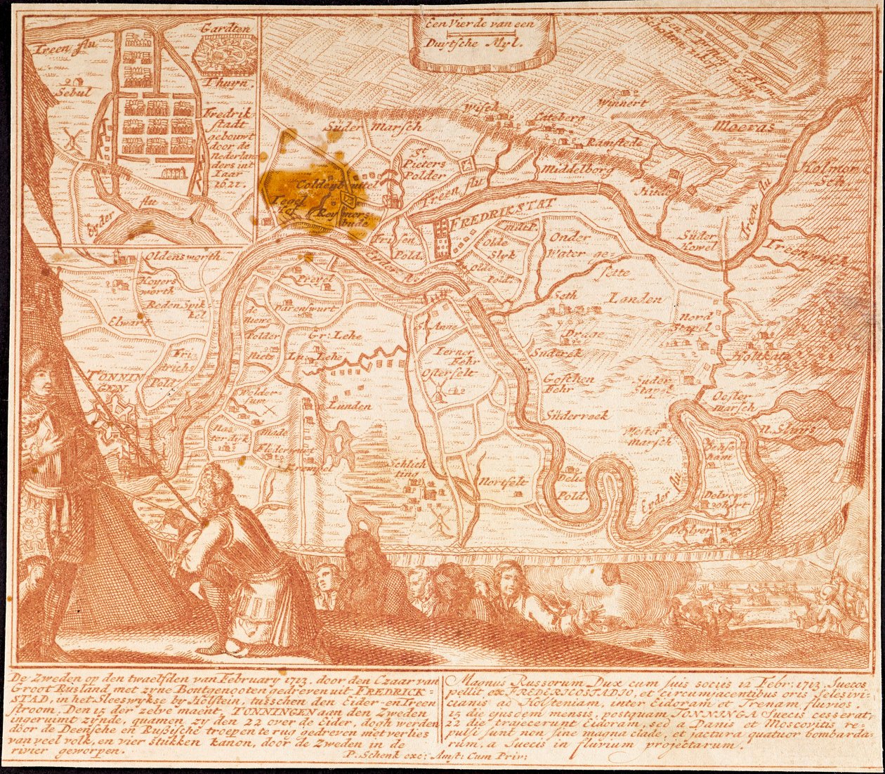 Zdobycie Friedrichstadt 12 lutego 1713 r. 1713 r. autorstwa Peter Schenk