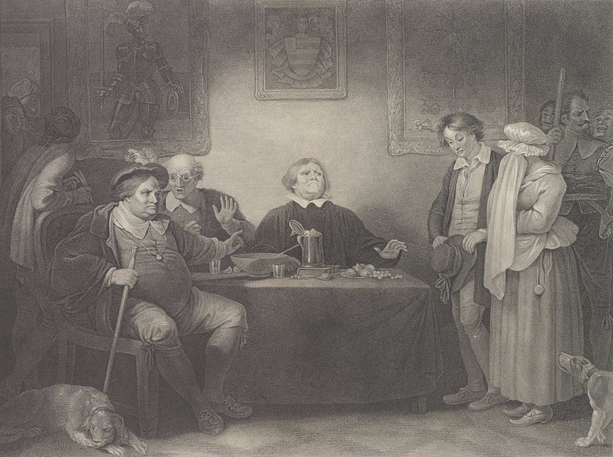 The Seven Ages, Fifth Age: The Justice Shakespeare, As You..., po raz pierwszy opublikowane w 1801, wznowione w 1852. autorstwa Peter Simon