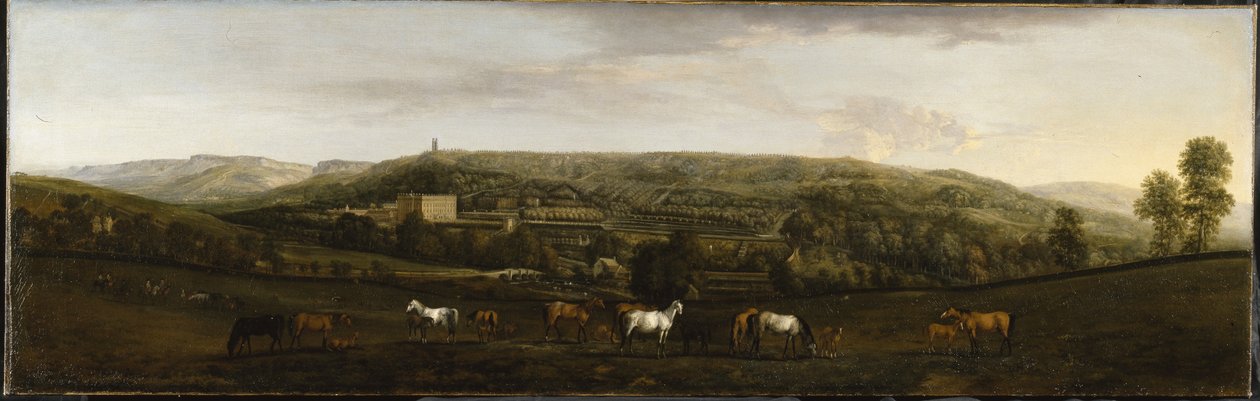 Widok Chatsworth od południowego zachodu (olej na płótnie) autorstwa Peter Tillemans