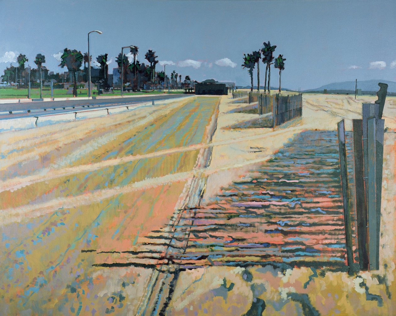 Płot na plaży, Santa Monica, USA, 2002 (olej na płótnie) autorstwa Peter Wilson