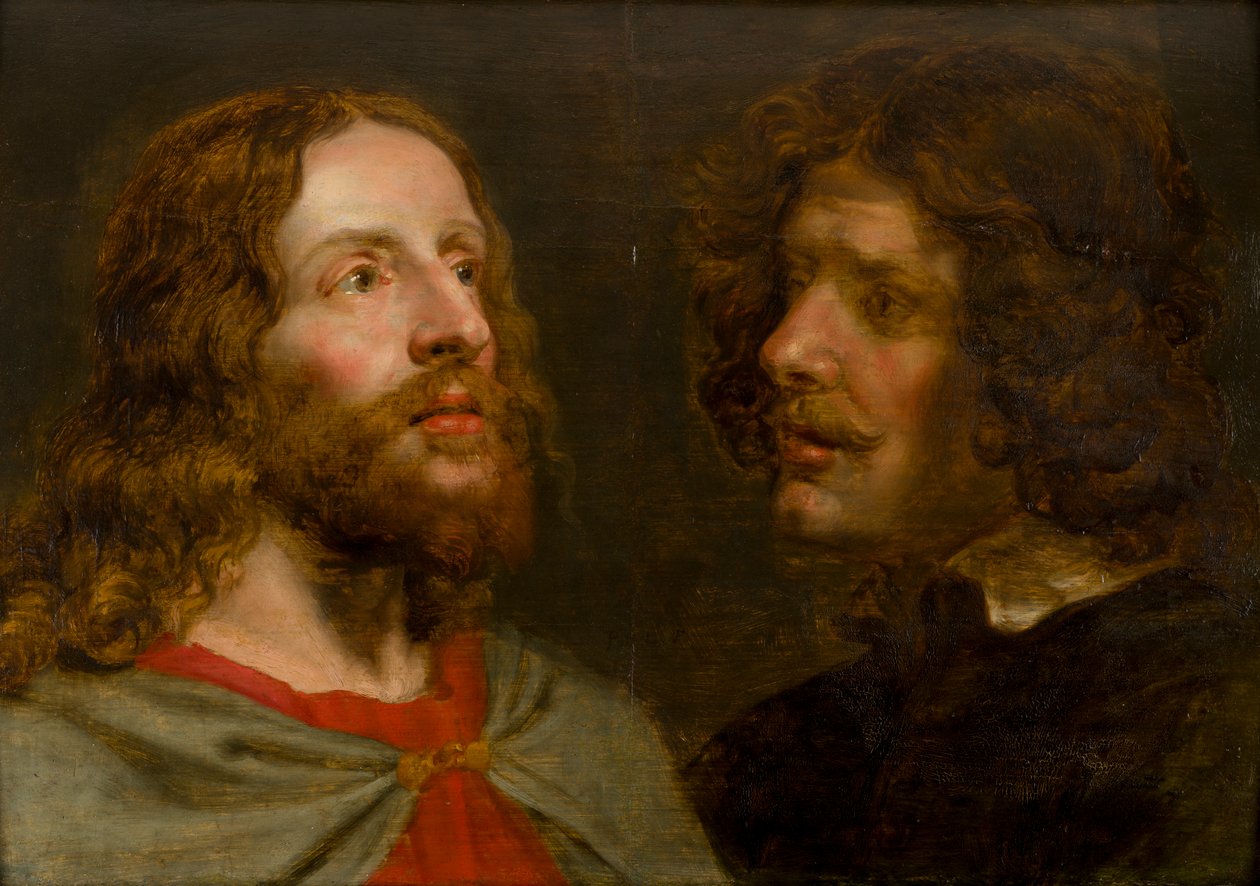 Chrystus i św. Jan Ewangelista, ok. 1629-90 (olej na desce) autorstwa Peter van Lint