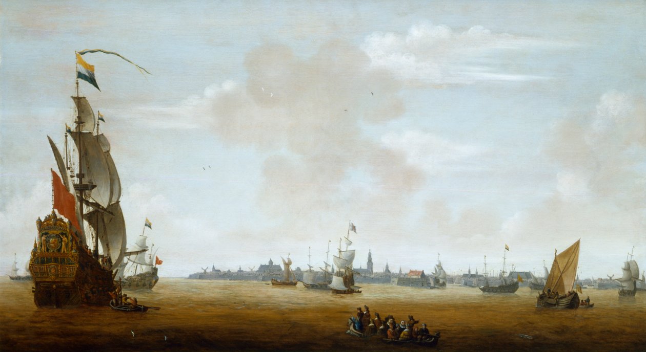 „Widok na Amsterdam od strony morza”, XVII wiek autorstwa Peter van den Velde