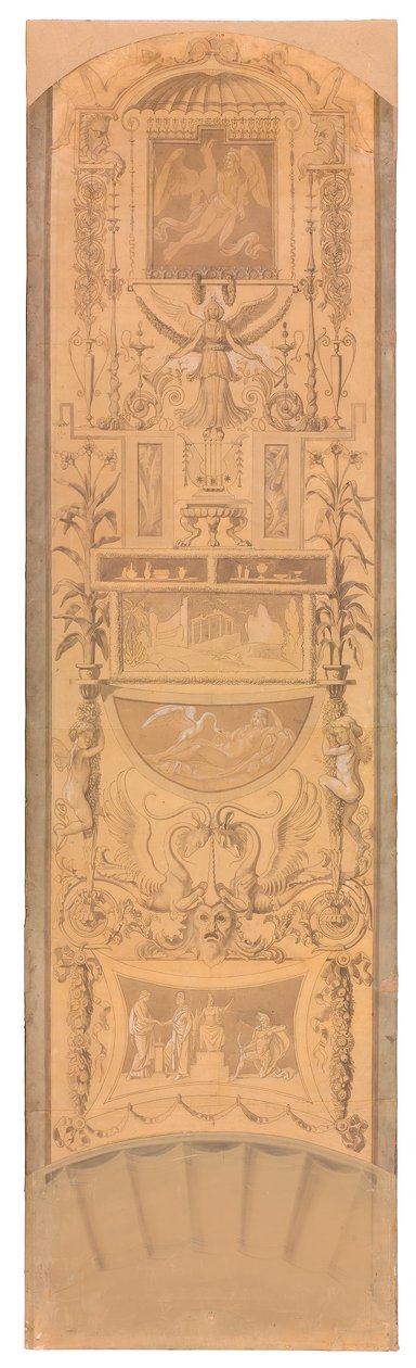 Arabeske mit Darstellungen des Ganymed, der Leda und der Verwundung Achills autorstwa Peter von Cornelius