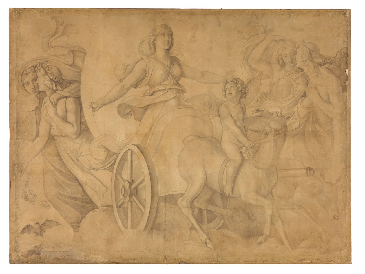 Der Abend (Der Wagen der Artemis). Karton zu den Deckenbildern der Münchner Glyptothek autorstwa Peter von Cornelius