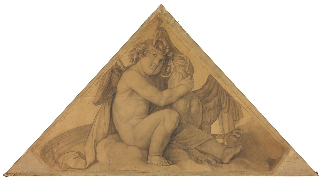 Eros mit dem Pfau (Element der Luft). Karton zu den Deckenbildern der Münchner Glyptothek autorstwa Peter von Cornelius