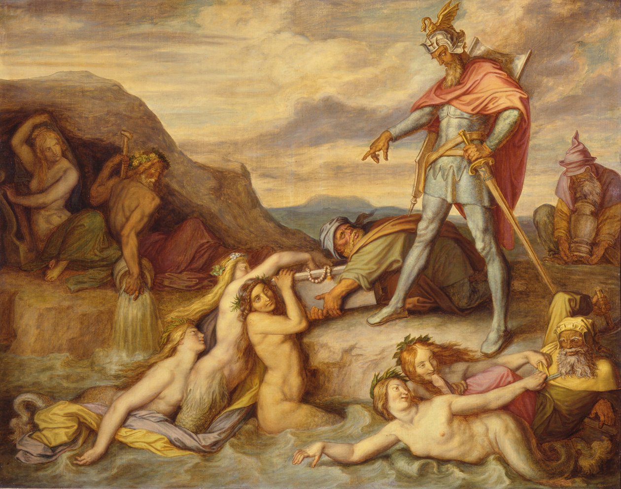 Hagen zatapia skarb Nibelungów autorstwa Peter von Cornelius
