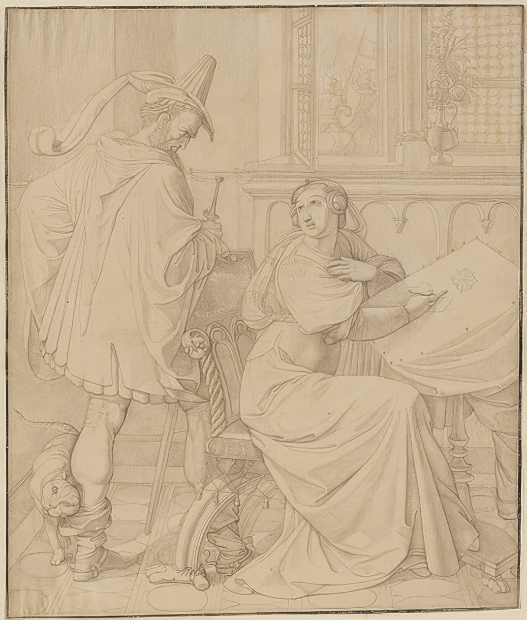 Siedem rysunków dla Nibelungów: 3. Zdrada Hagena. 1812-17 autorstwa Peter von Cornelius