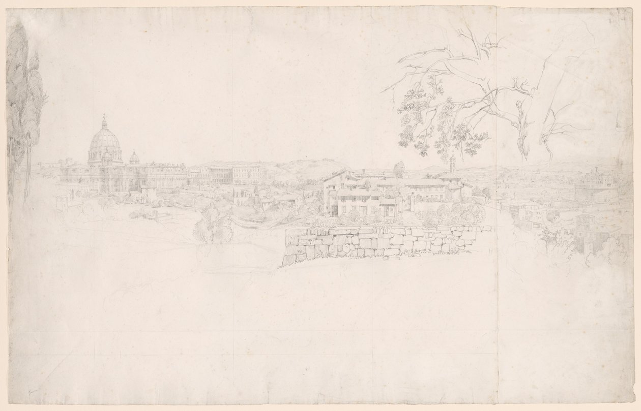 Fantastyczna panorama Rzymu od Bazyliki św. Piotra do Zamku San Angelo autorstwa Peter von Hess