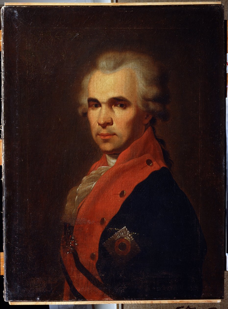 Portret sekretarza stanu Wasilija Popowa. Obraz Petra Siemionowicza Drożdina (1745-1805). Olej na płótnie, 66 x 48 cm autorstwa Petr Semenovich Drozhdin