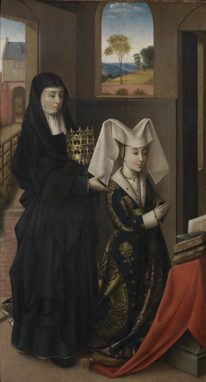 Izabela Portugalska ze Świętą Elżbietą autorstwa Petrus Christus