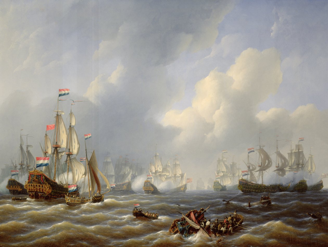 Bitwa pod Camperdown 11 października 1797 olej na płótnie autorstwa Petrus Johann Schotel