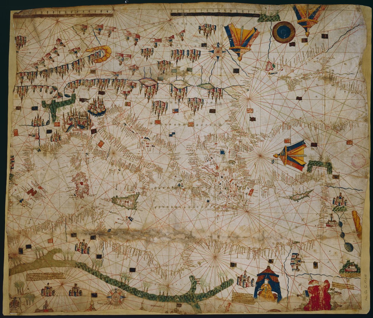 Mapa morska Morza Śródziemnego i Morza Czarnego autorstwa Petrus Roselli