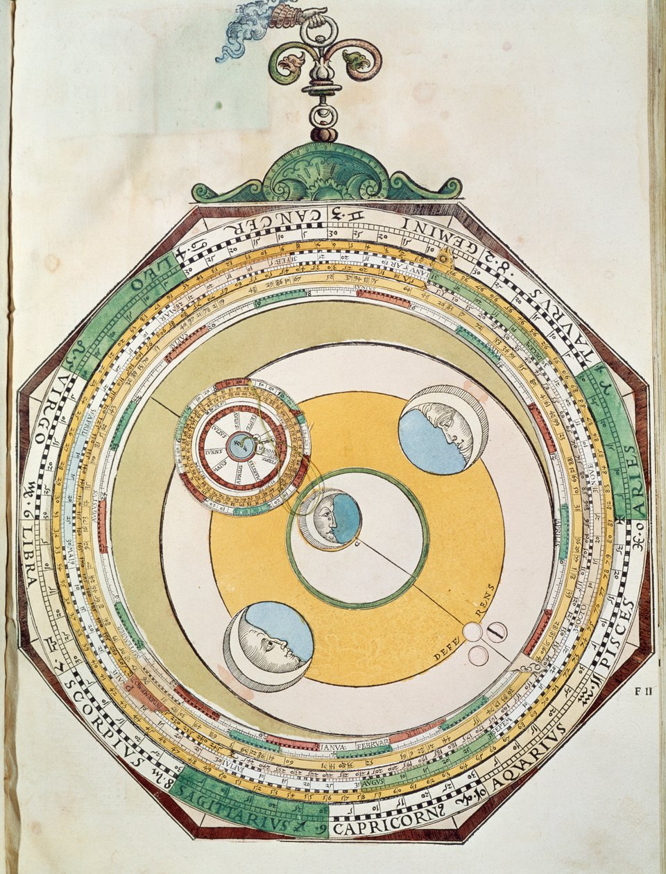 Tabela ruchów Księżyca względem Słońca, z Astronomicum Caesareum autorstwa Petrus Apianus