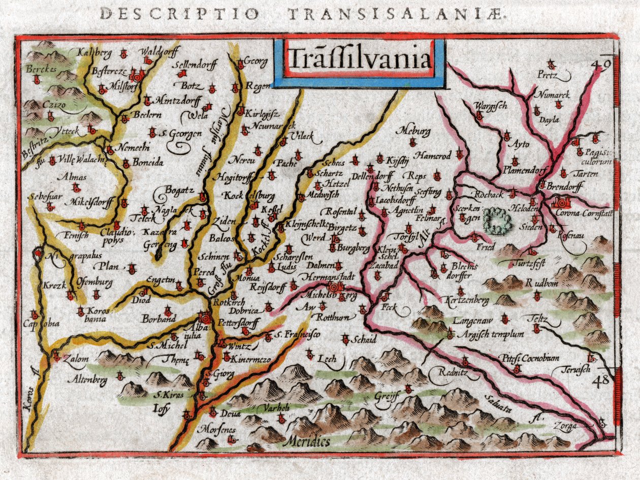 Mapa Transylwanii 1616 autorstwa Petrus Bertius