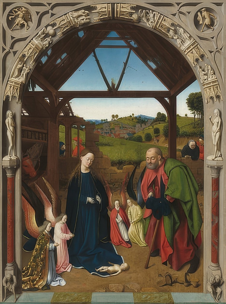 Narodziny Chrystusa. Około 1450 autorstwa Petrus Christus