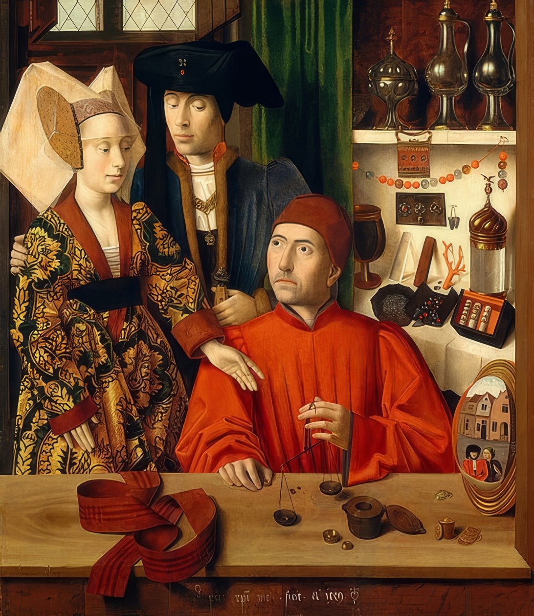 Złotnik w swoim sklepie. 1449 autorstwa Petrus Christus