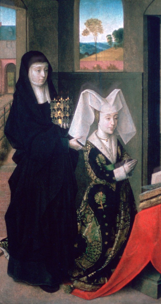 Izabela Portugalska ze św. Elżbietą, 1457-1460 autorstwa Petrus Christus