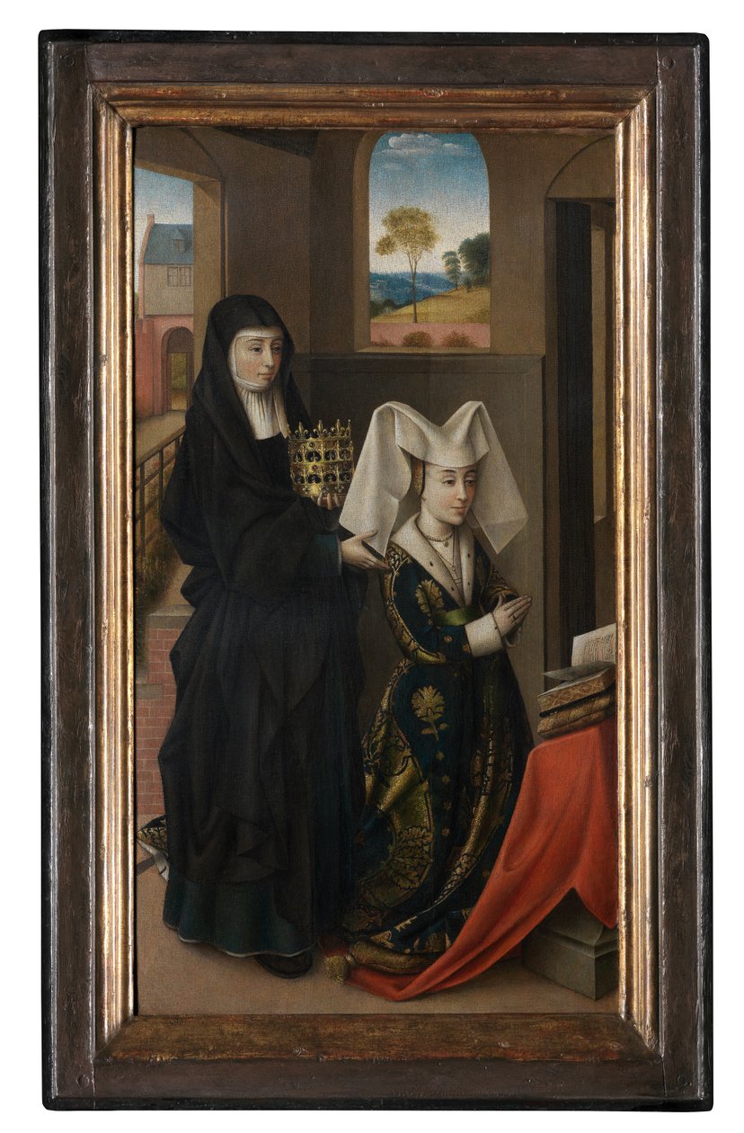 Izabela Portugalska i św. Elżbieta, ok. 1457-60 (olej na płótnie) autorstwa Petrus Christus