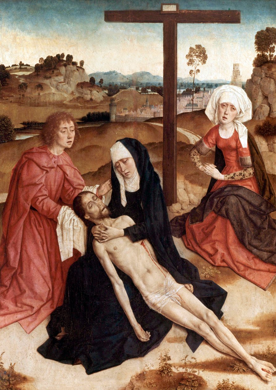 Opłakiwanie zmarłego Chrystusa, ok. 1444 r. (olej na desce) autorstwa Petrus Christus