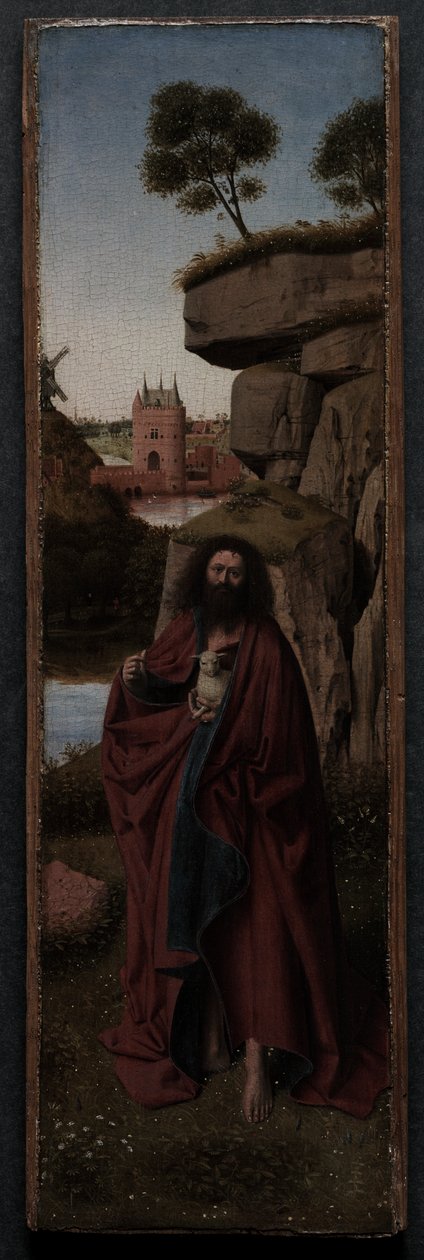 Święty Jan Chrzciciel w pejzażu, ok. 1445 (olej na płycie) autorstwa Petrus Christus