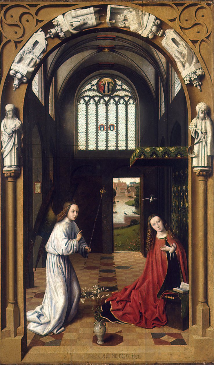 Zwiastowanie, 1452. autorstwa Petrus Christus