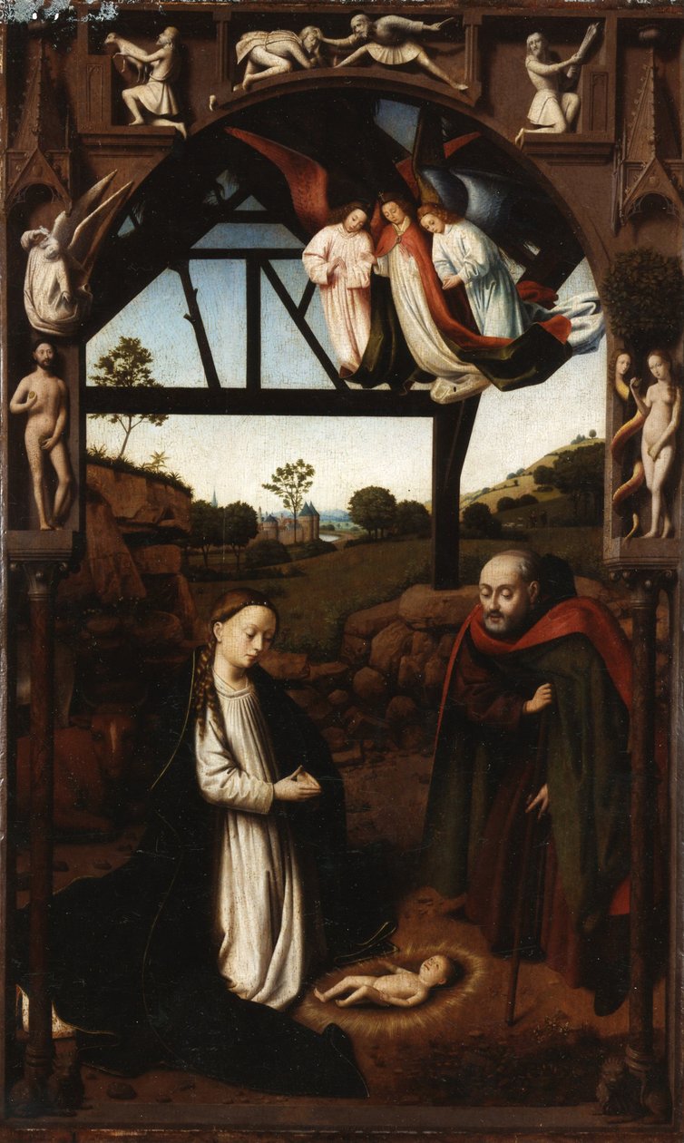 Narodzenia Pańskiego Święta Noc, 1452. autorstwa Petrus Christus