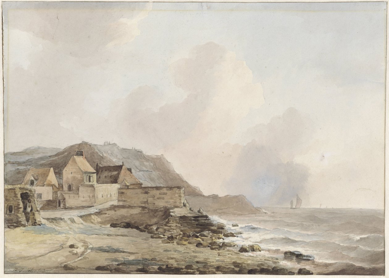 Widok na wybrzeże w Boulogne sur Mer autorstwa Petrus Johannes Schotel