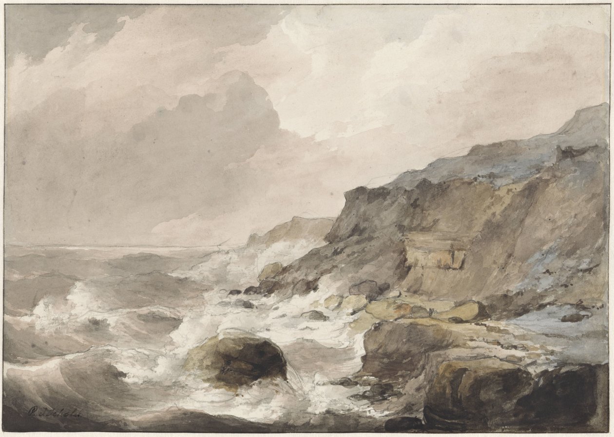 Skaliste wybrzeże w Boulogne sur Mer autorstwa Petrus Johannes Schotel
