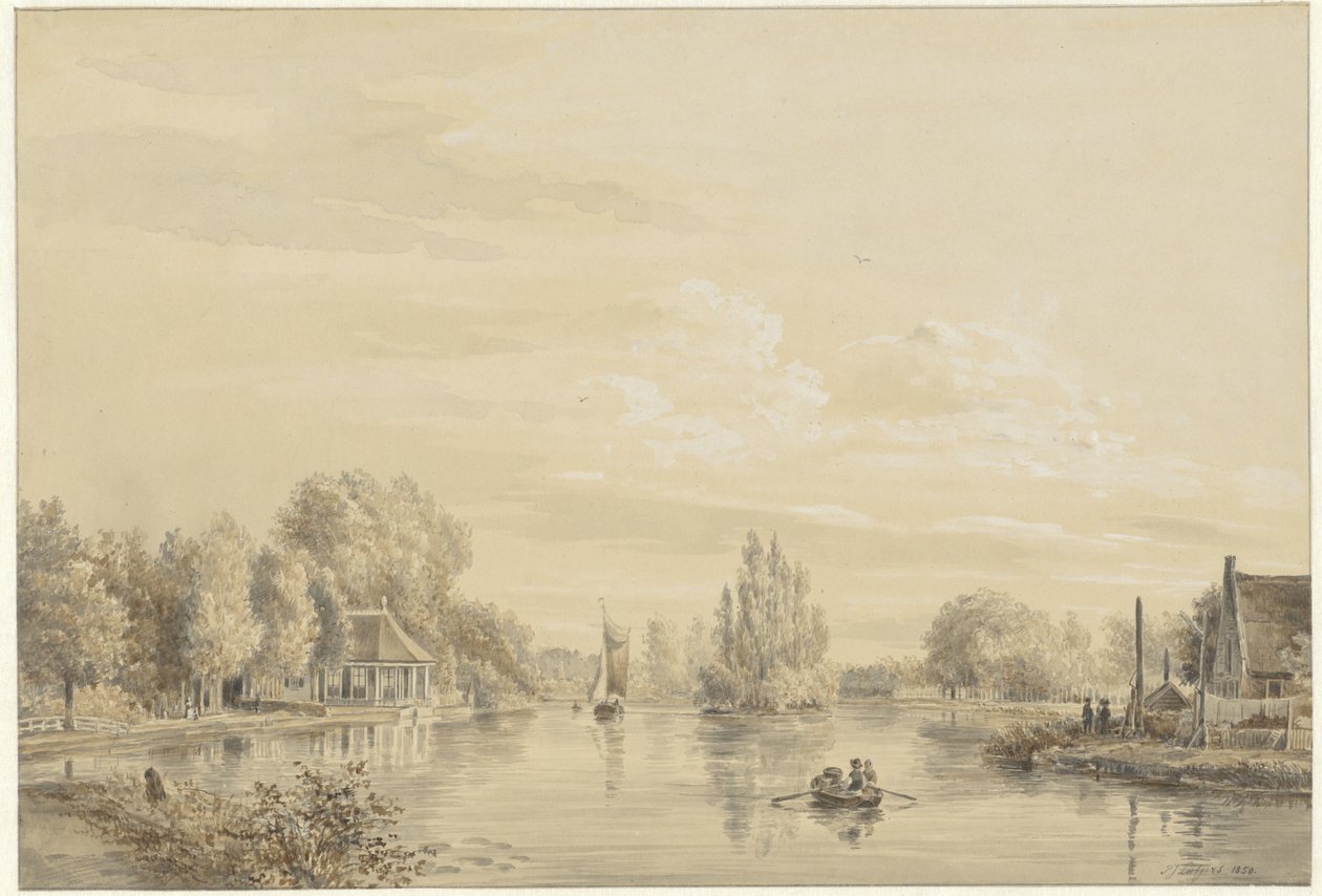 Widok Vecht do Hofstede Slotzigt autorstwa Petrus Josephus Lutgers