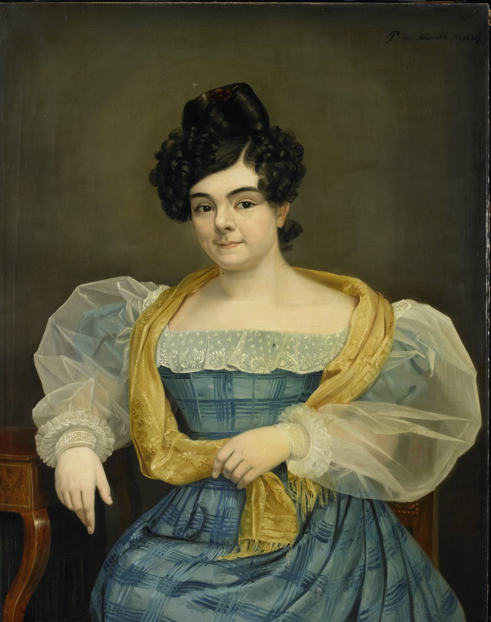 Portret Adriany Johanny van Wijck, żony Johannesa Ploosa van Amstela autorstwa Petrus van Schendel