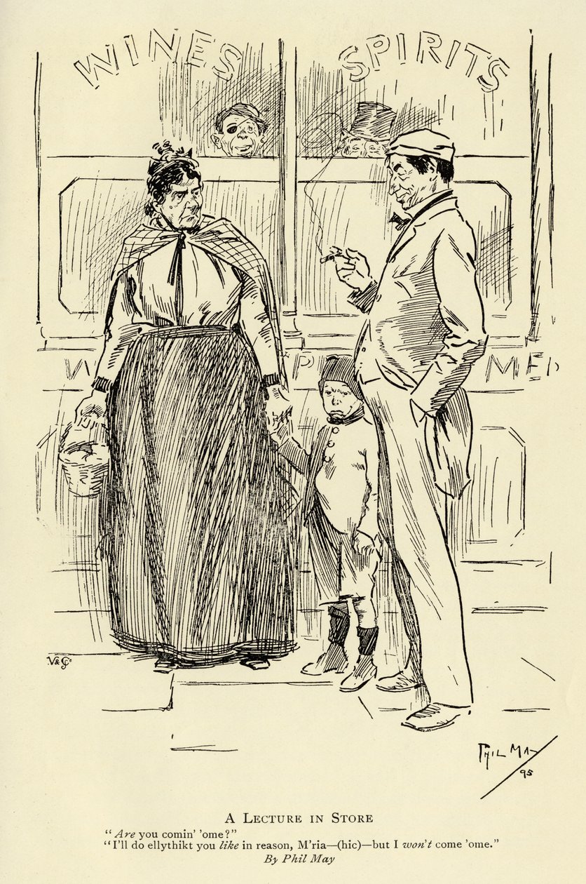 Wykład w sklepie, 1895 autorstwa Phil May