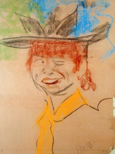 Śmiejąca się i mrugająca dziewczyna (pastel na papierze) autorstwa Phil May