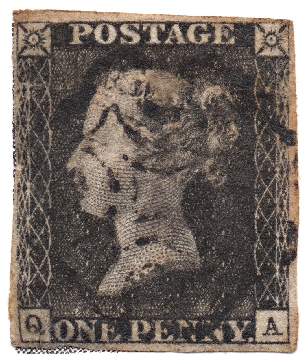 Jeden grosz czarny, pierwszy na świecie znaczek pocztowy, ok. 1900 r. 1840 autorstwa Philately