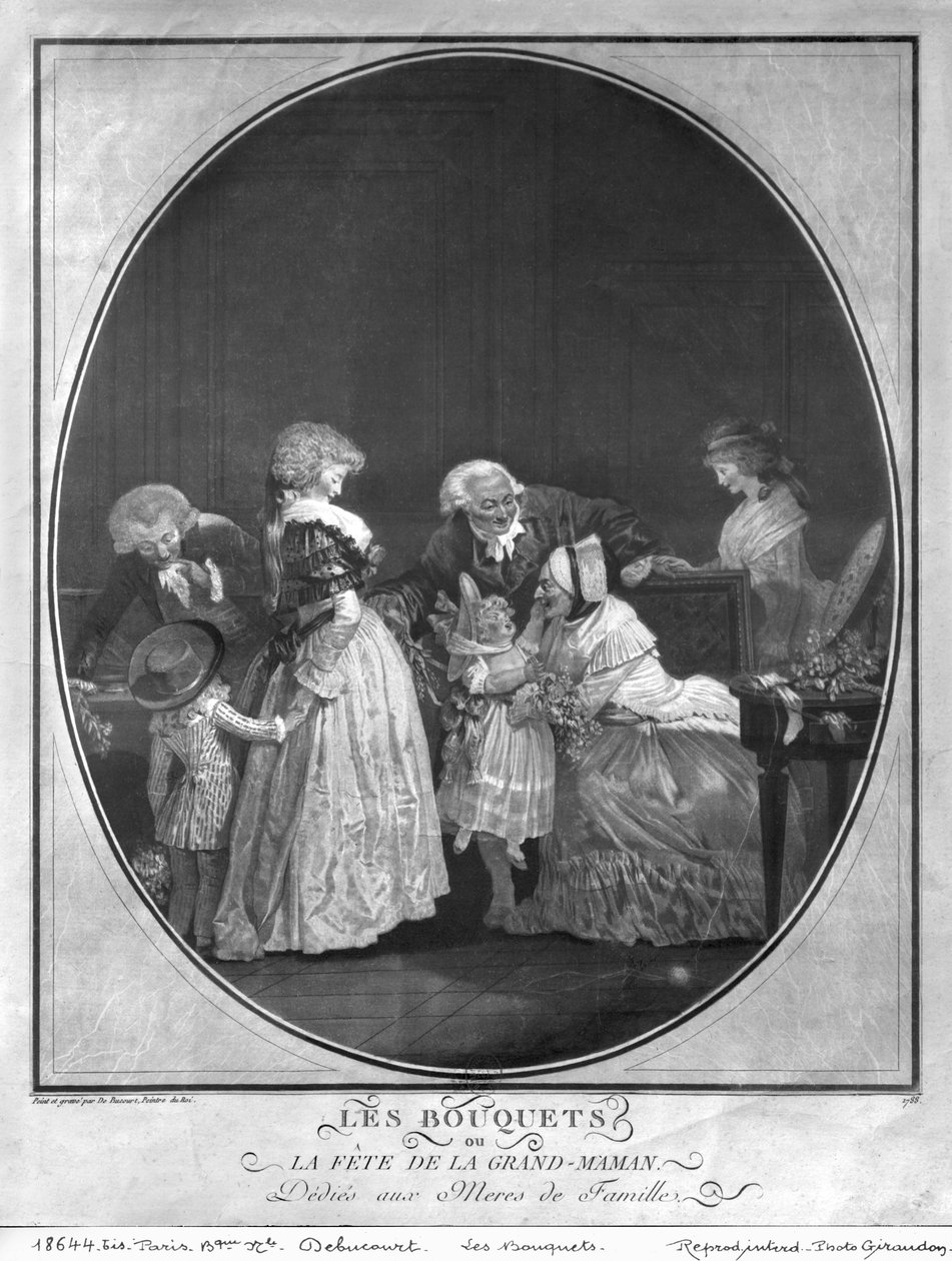 Bukiety kwiatów lub świętująca babcia, 1788 autorstwa Philibert Louis Debucourt