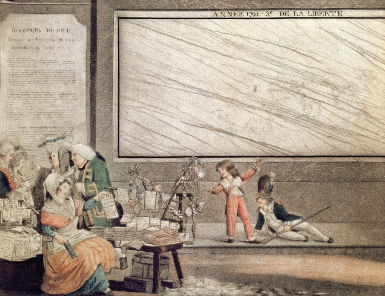 Almanach Narodowy z 1791, dedykowany Przyjaciołom Konstytucji, 1790 (akwatinta kolorowa) (detal 485195) autorstwa Philibert Louis Debucourt