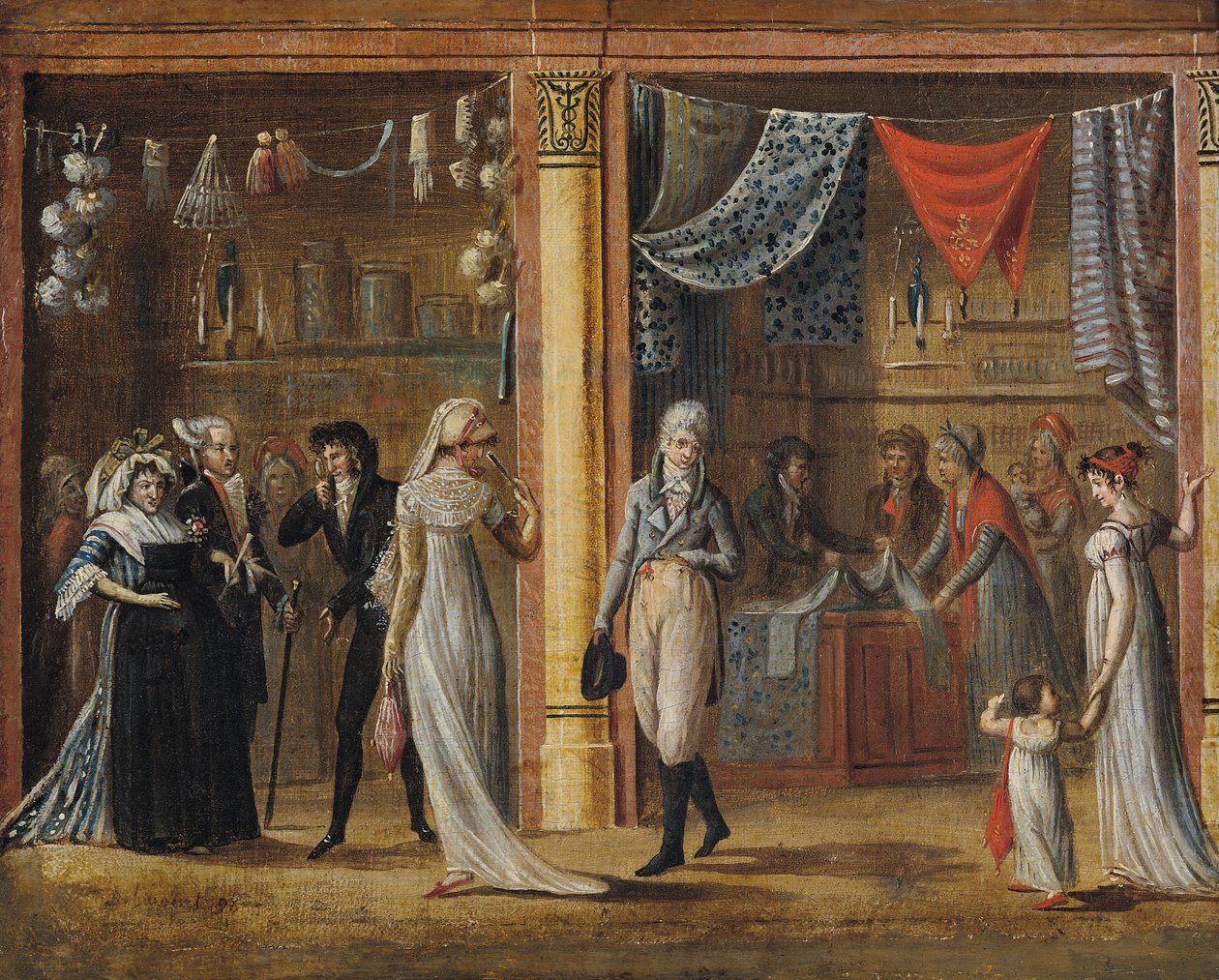 Galeria Palais Royal, według obrazu Jean Francois Bosio (1764-1827) 1798 autorstwa Philibert Louis Debucourt