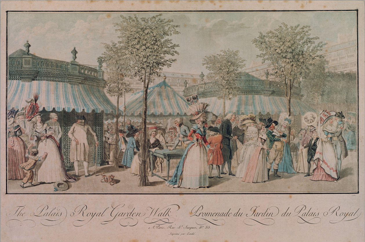 Spacer po Palais Royal Garden, 1787 autorstwa Philibert Louis Debucourt