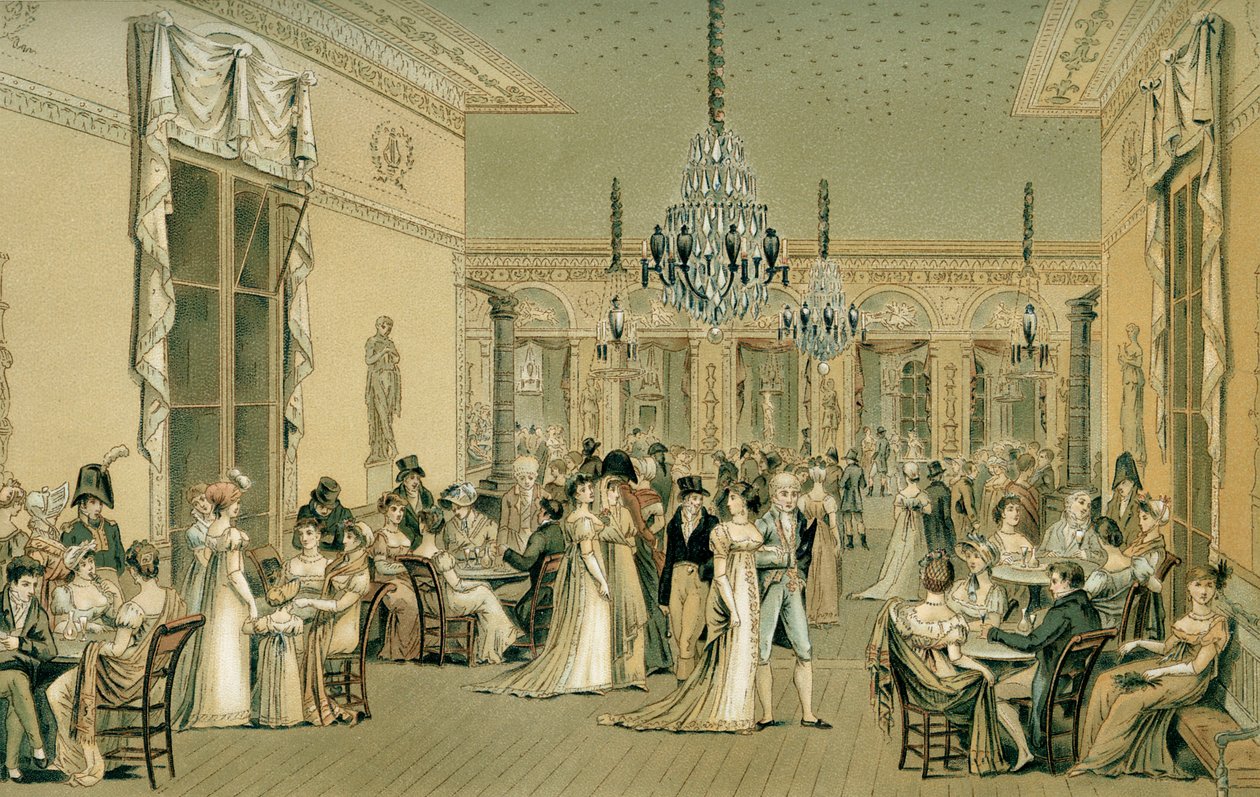 Salon w Café Frascati, Paryż (Le Grand Salon de Frascati) autorstwa Philibert Louis Debucourt