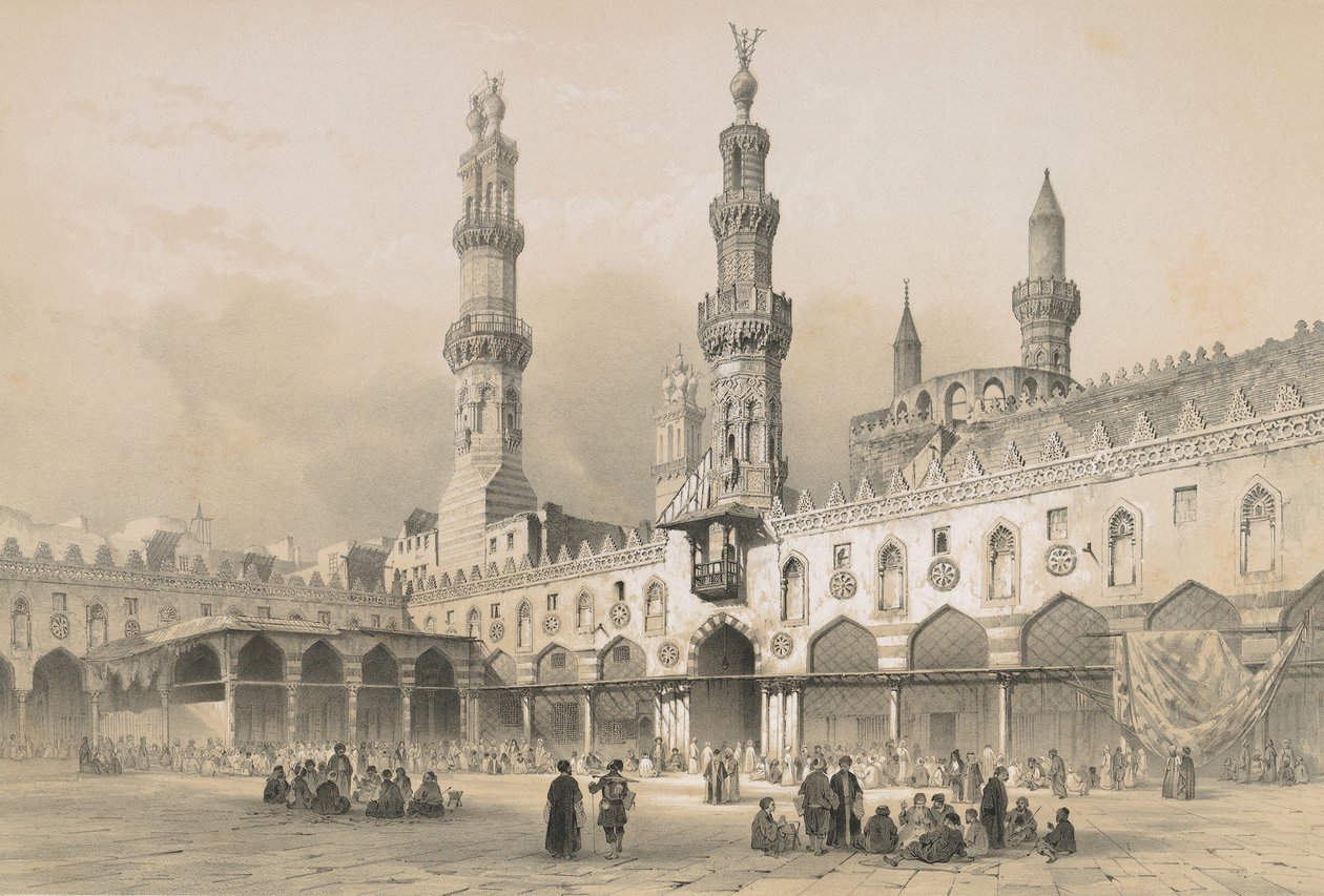 Dziedziniec meczetu Al Ahzar autorstwa Philibert Joseph Girault de Prangey