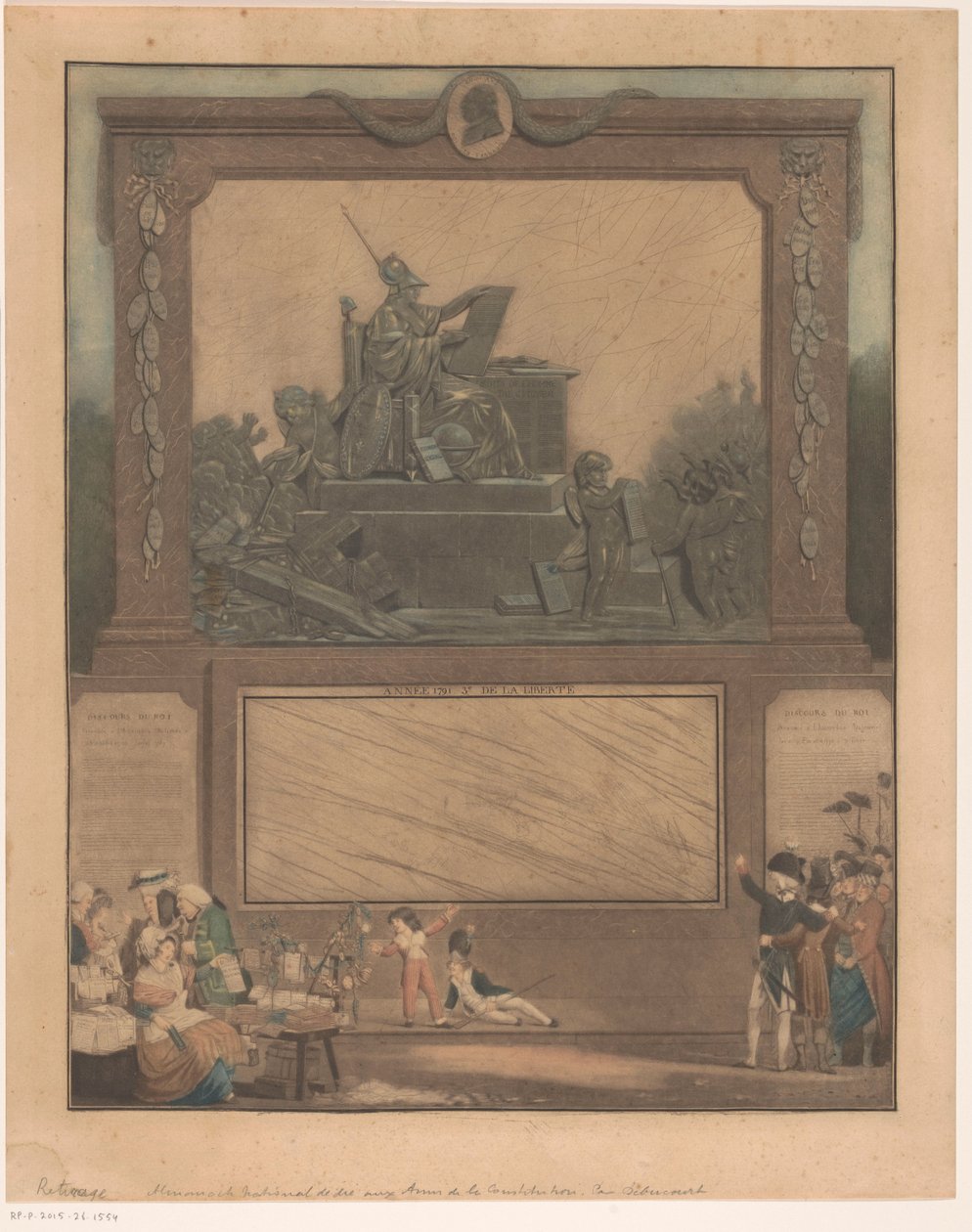 Alegoria op de Franse Grondwet van 1791 Narodowy almanach poświęcony przyjaciołom konstytucji autorstwa Philibert Louis Debucourt