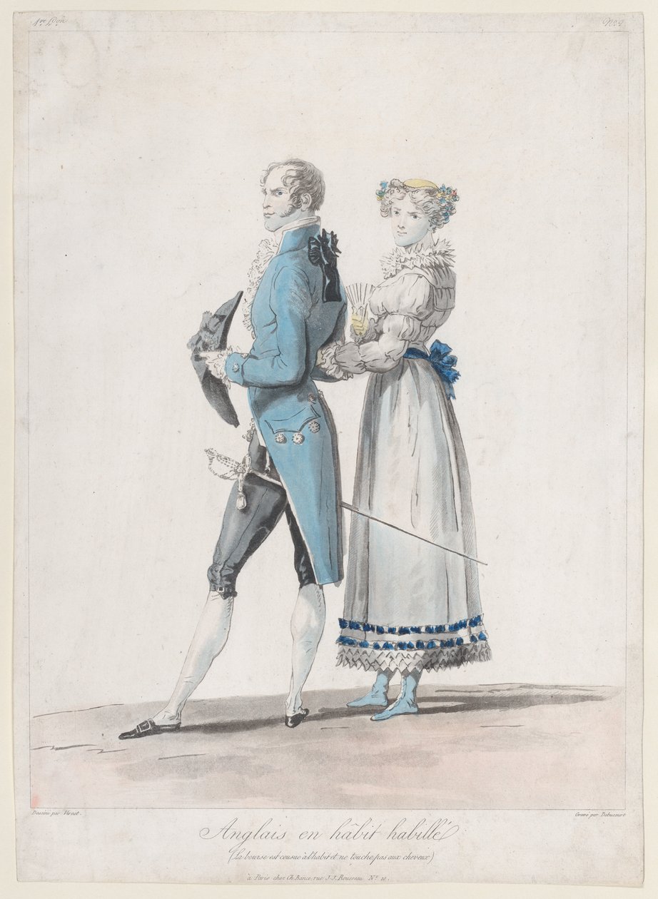 Anglik w Habit Habille, z Collections de Costumes Dessines, 1814-24., autorstwa Philibert Louis Debucourt