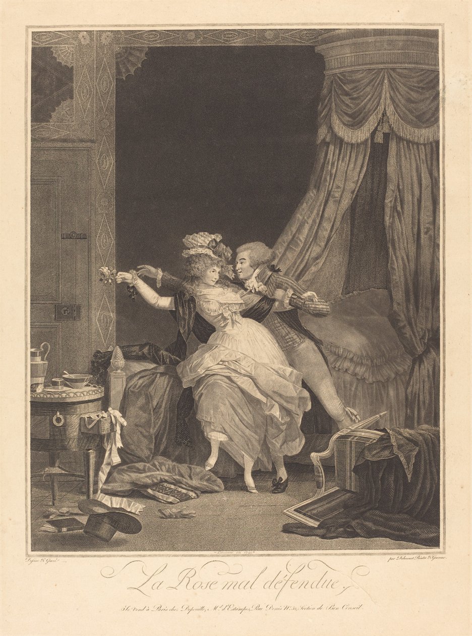 La Rose mal defense (Słabo broniona róża) autorstwa Philibert Louis Debucourt