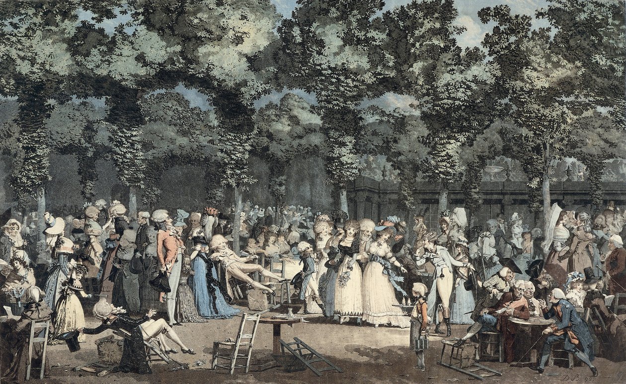 Publiczna promenada w Palais-Royal autorstwa Philibert Louis Debucourt
