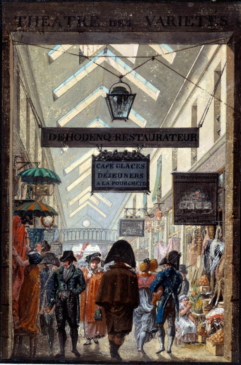 Passage des Panoramas à Paris Litografia przypisywana Louisowi Philibertowi Debucourt (1755-1832) XIX-wieczny Paryż, Musee Carnavalet autorstwa Philibert Louis Debucourt