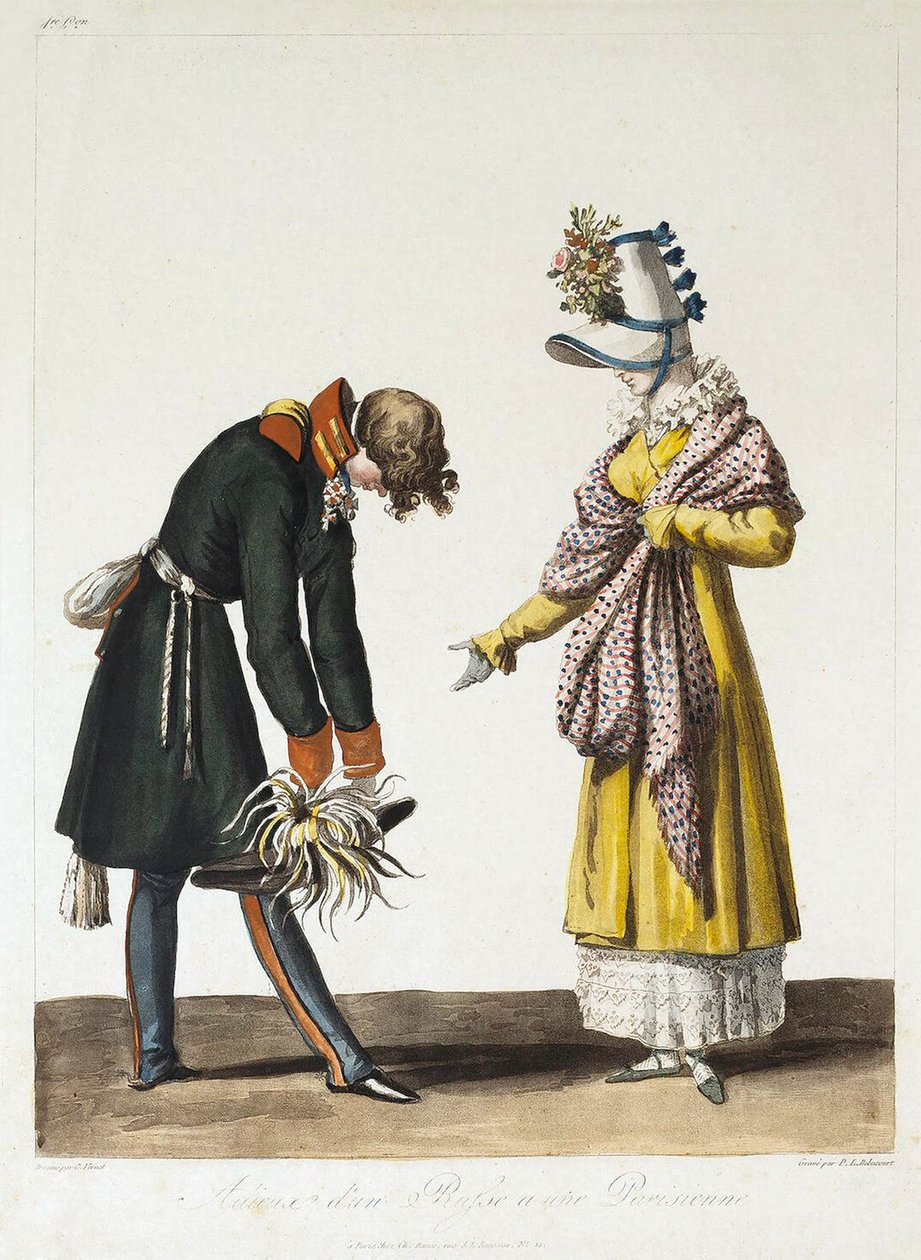 Rozstanie rosyjskiego oficera z paryżankami, 1816. autorstwa Philibert Louis Debucourt